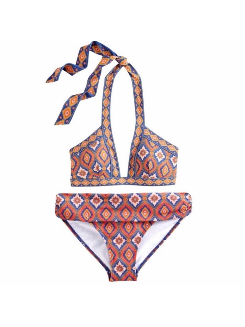 NWT Boden Ithaca Halter Geometric Bikini Set (Top 8, Bottom 10)